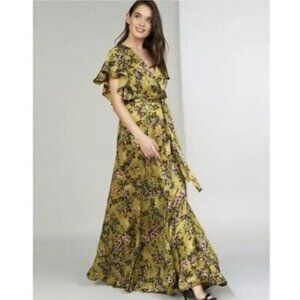 Hutch XS  Wrap Dress Val Pietrina Maxi Floral Flutter Sleeve Fairy Formal Event